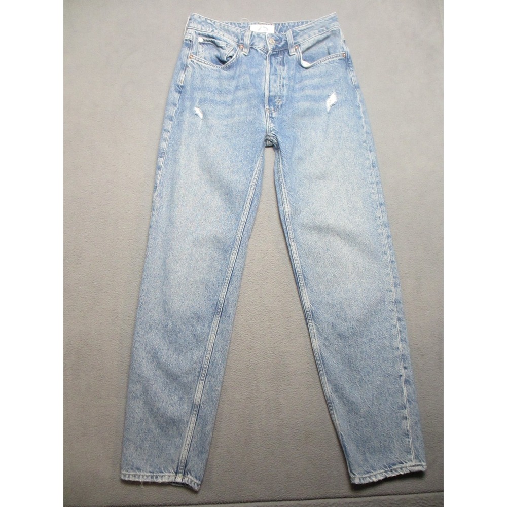 We The Free People Jeans Women 27X27.5 Blue Denim Distressed Mid Rise Light Wash